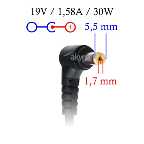 Napájecí zdroj Akyga AK-ND-21 19V/1.58A 30W 5.5x1.7mm konektor - neoriginální