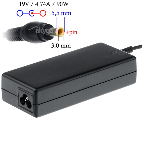 Napájecí zdroj Akyga AK-ND-27 19V/4.74A 90W 5.5x3.0mm + pin - neoriginální