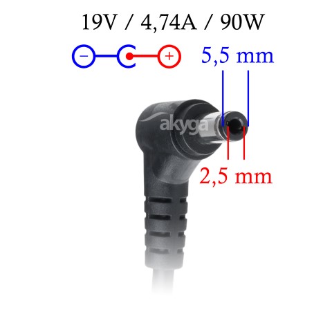 Napájecí zdroj Akyga AK-ND-10 19V/4.74A 90W 5.5x2.5mm konektor - neoriginální