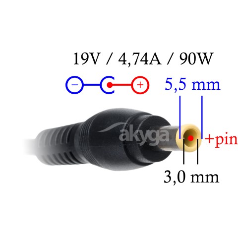 Napájecí zdroj Akyga AK-ND-27 19V/4.74A 90W 5.5x3.0mm + pin - neoriginální