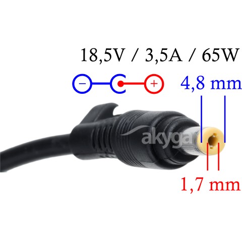 Napájecí zdroj Akyga AK-ND-09 18.5V/3.5A 65W 4.8x1.7mm konektor - neoriginální