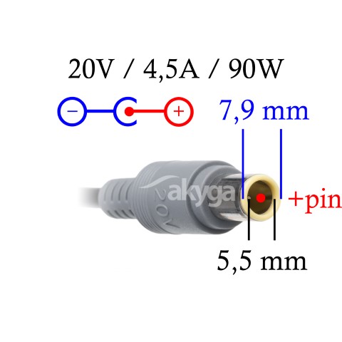 Napájecí zdroj Akyga AK-ND-18 20V/4.5A 90W 7.9x5.5mm + pin - neoriginální