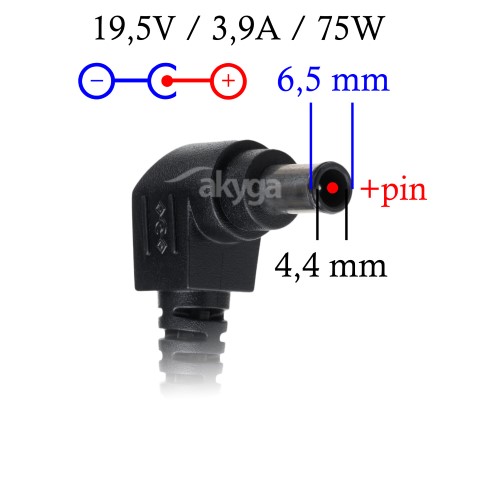 Napájecí zdroj Akyga AK-ND-19 19.5V/3.9A 76W 6.5x4.4mm + pin - neoriginální