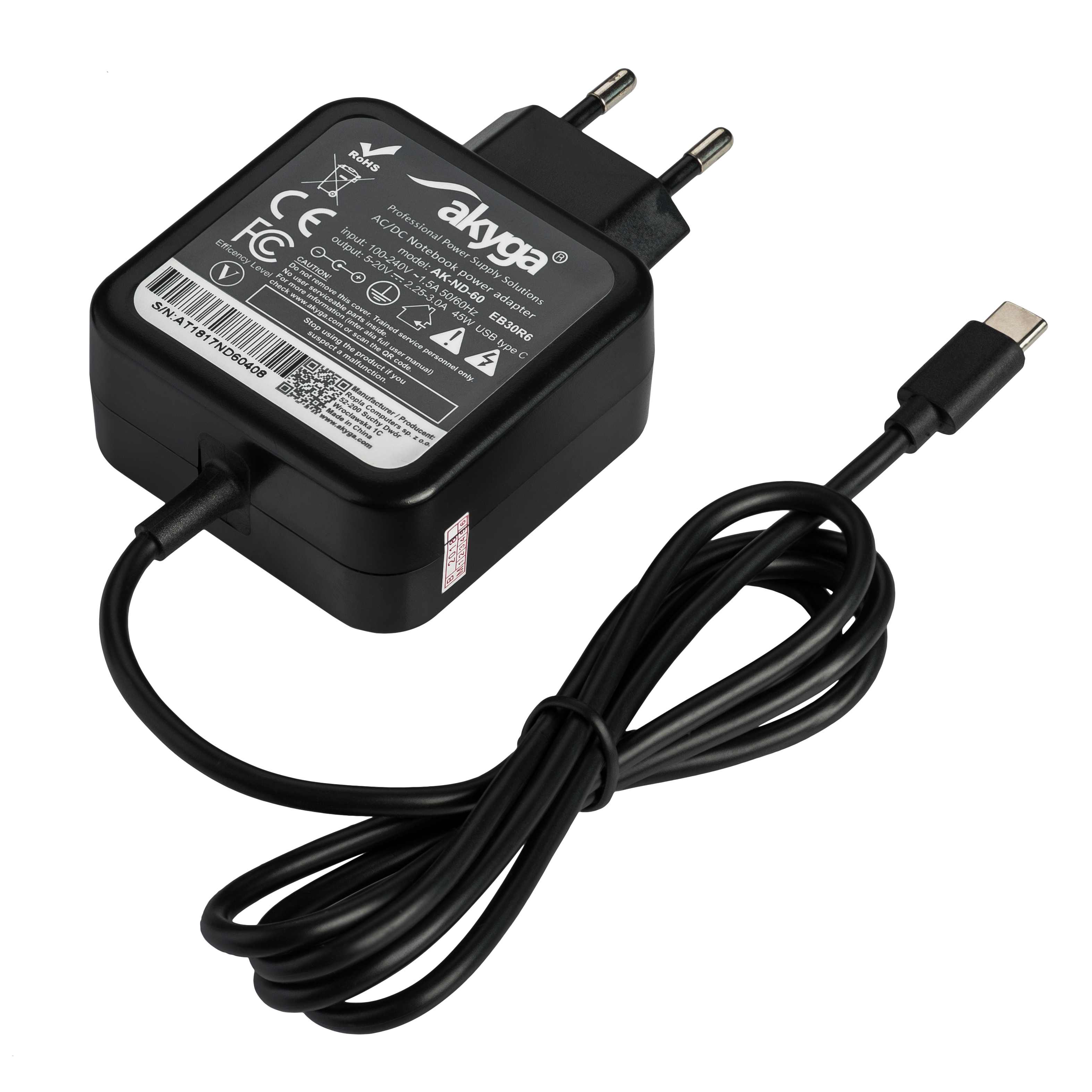 Napájecí zdroj Akyga AK-ND-60 5-20V/2.25-3A 45W USB-C konektor - neoriginální