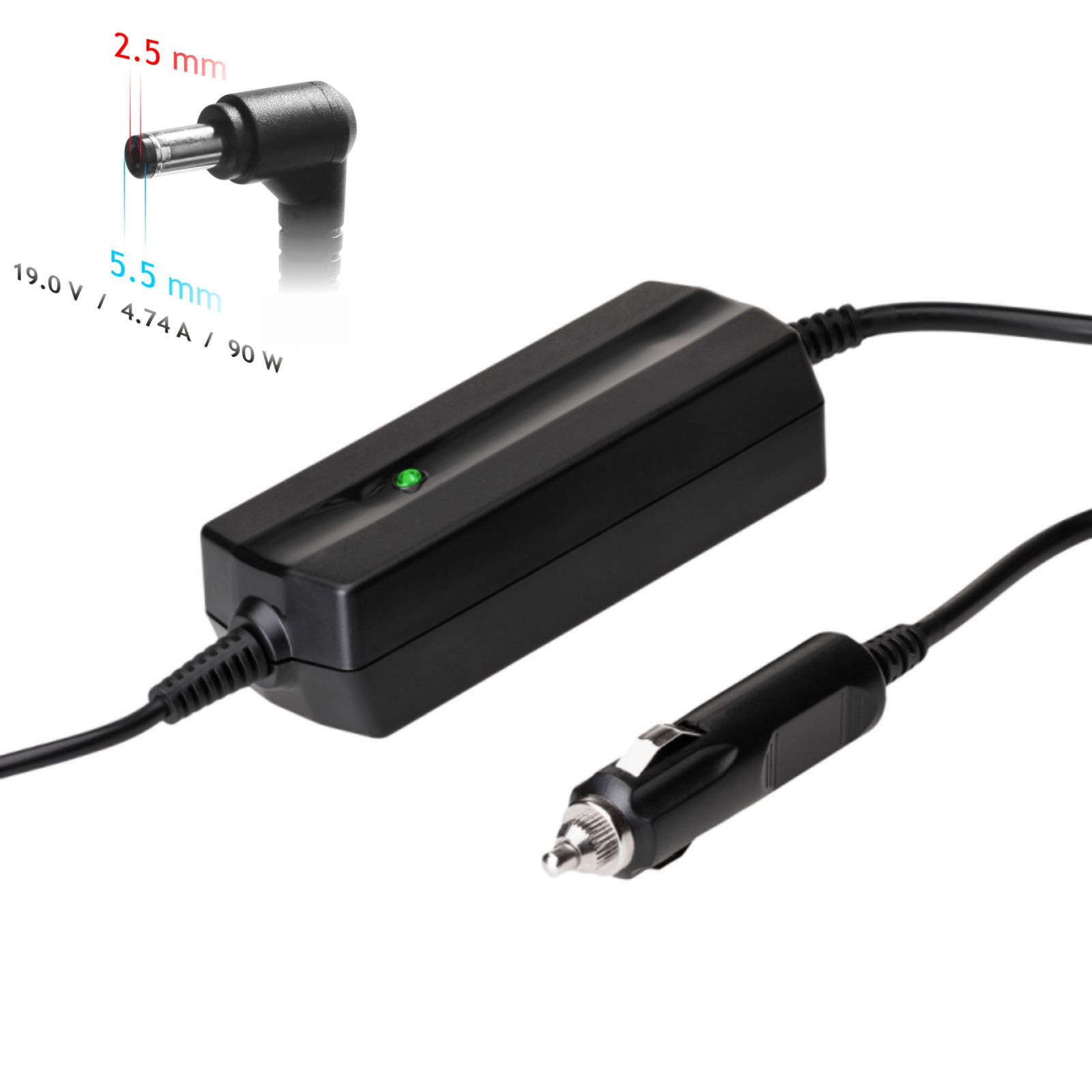 Napájecí zdroj do auta Akyga AK-ND-36 - 19V / 4.74A 90W 5.5 x 2.5 mm - neoriginální