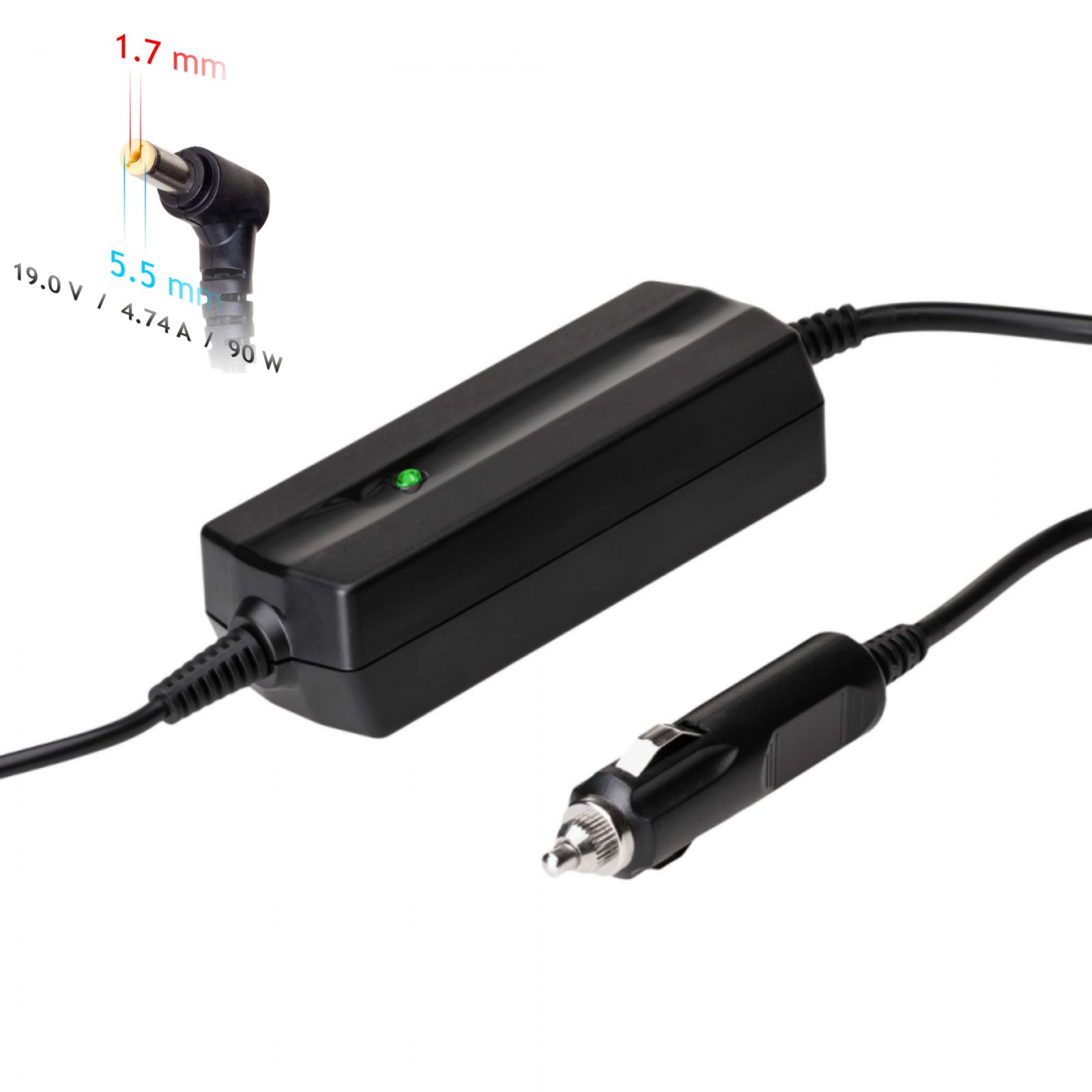 Napájecí zdroj do auta Akyga AK-ND-43 - 19V / 4.74A 90W 5.5 x 1.7 mm - neoriginální