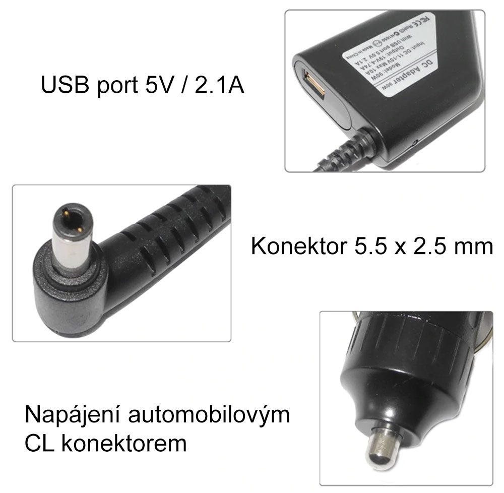Autonabíječka TRX YD200-450FU - 20V/4,5A 90W, 5.5x2.5mm L konektor