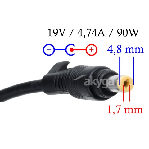 Napájecí zdroj Akyga AK-ND-08 19V/4.74A 90W 4.8x1.7mm konektor - neoriginální