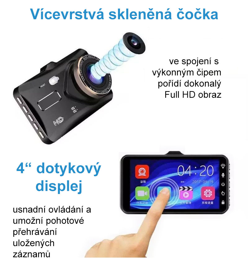 Kamera do auta Yikoo A105 Touch Dual Full HD