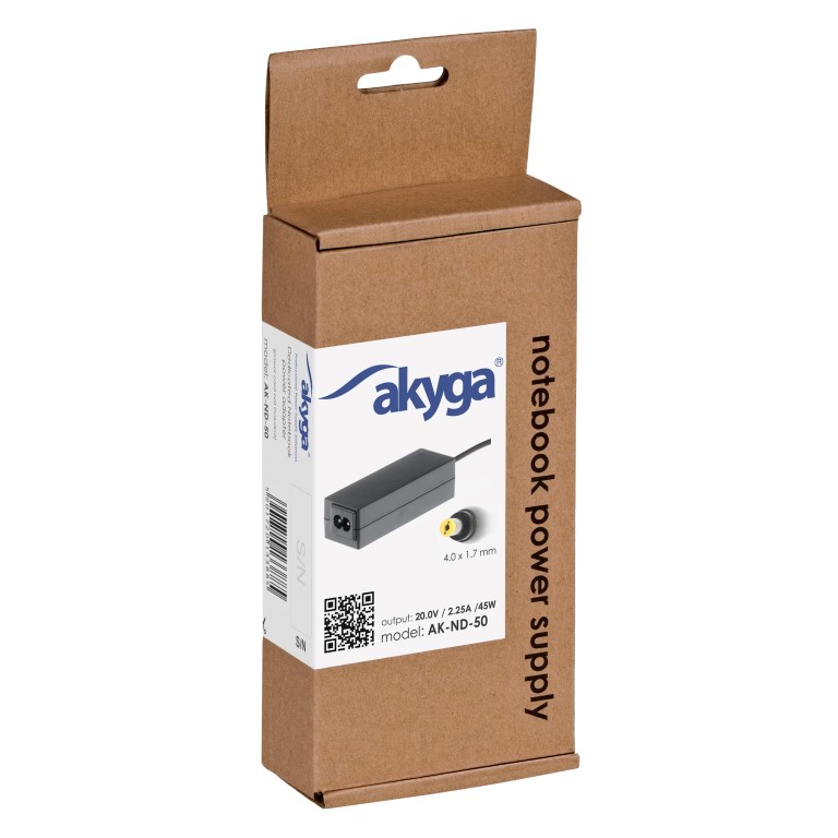 Napájecí zdroj Akyga AK-ND-50 20V/2.25A 45W 4.0x1.7mm konektor - neoriginální