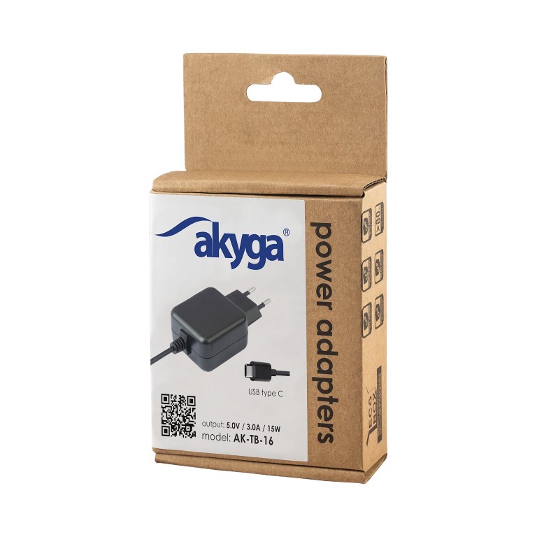 Síťová nabíječka Akyga AK-TB-16 - 5V/3A 15W USB-C konektor - neoriginální