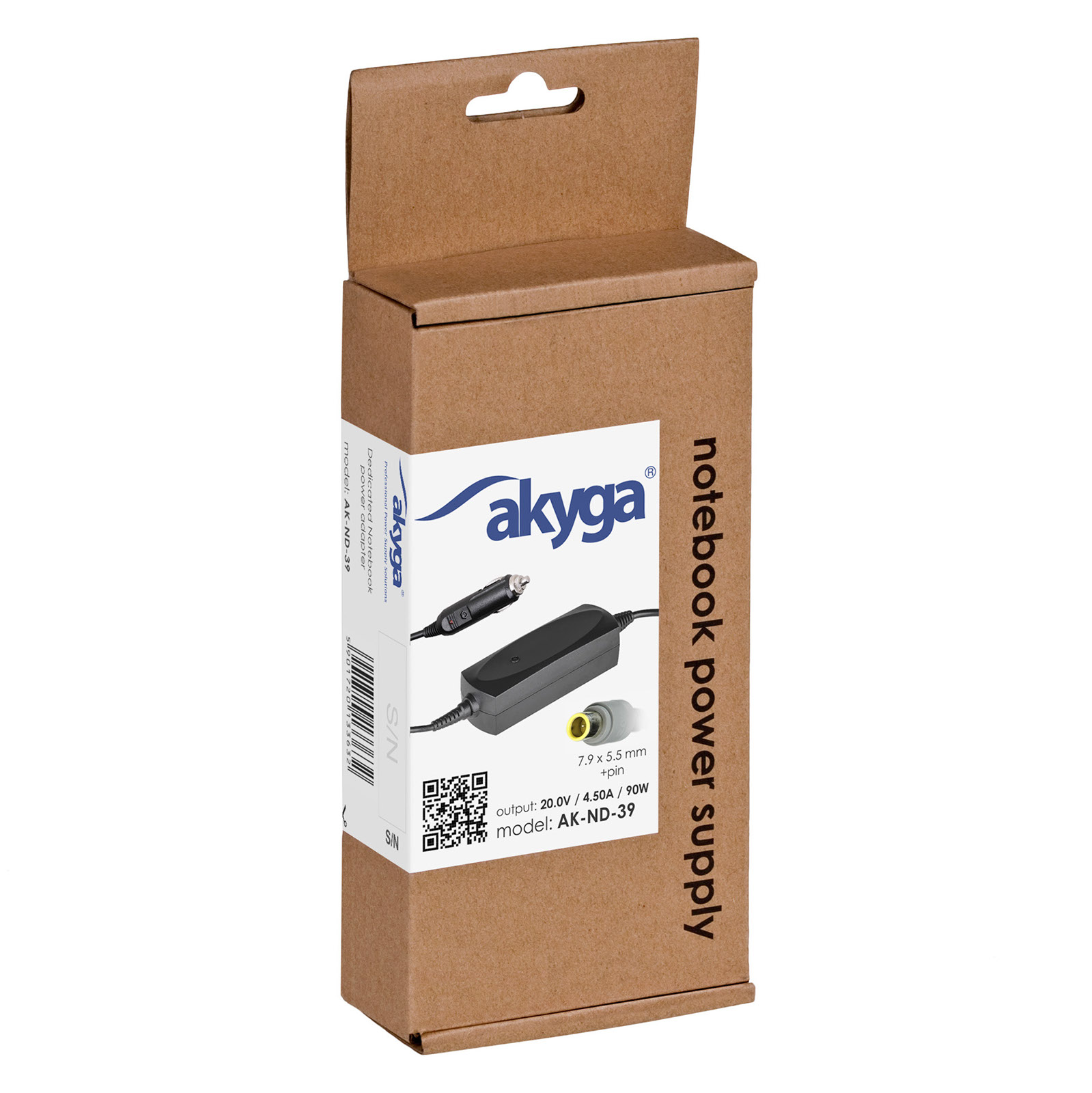 Napájecí zdroj do auta Akyga AK-ND-39 - 20V / 4.5A 90W 7.9 x 5.5 mm + pin - neoriginální