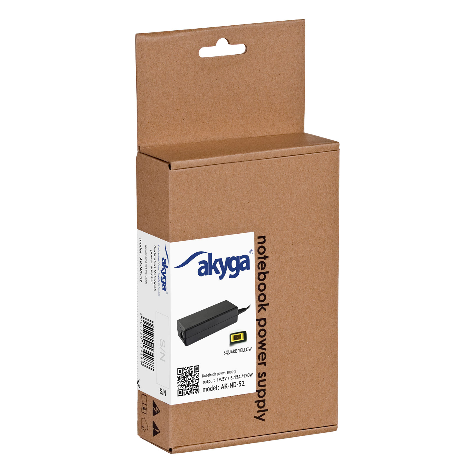 Napájecí zdroj Akyga AK-ND-52 19.5V/6.15A 120W Square yellow SlimTip - neoriginální