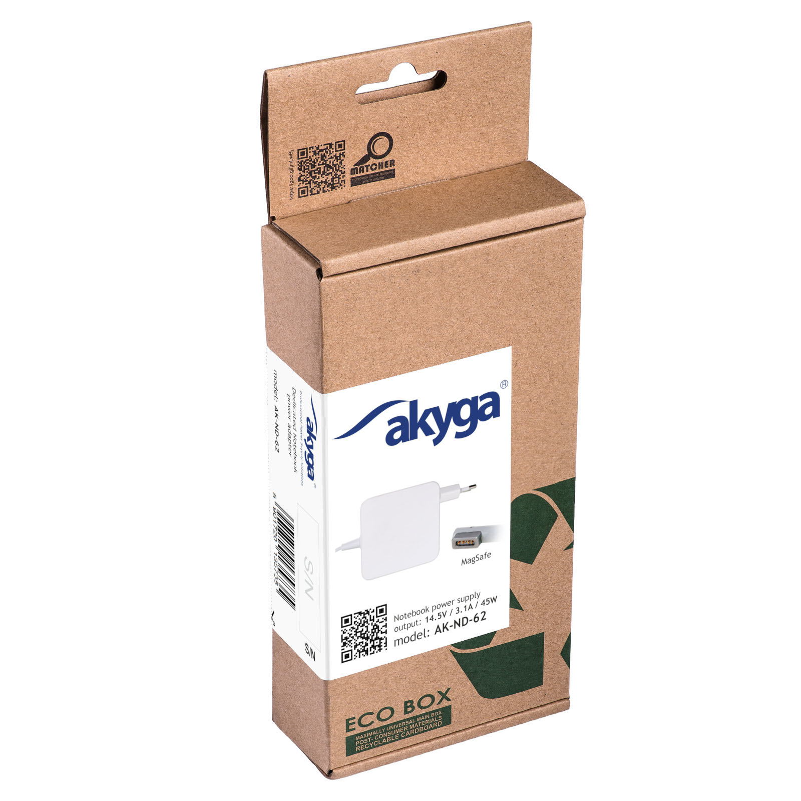Napájecí zdroj Akyga AK-ND-62 14.5V / 3.1A 45W MagSafe L konektor - neoriginální