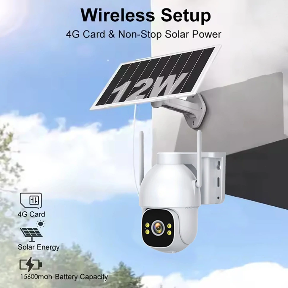 Solární otočná 4G IP kamera Innotronik ICH-PT65-4G - AOV 24/7 nepřetržitý záznam