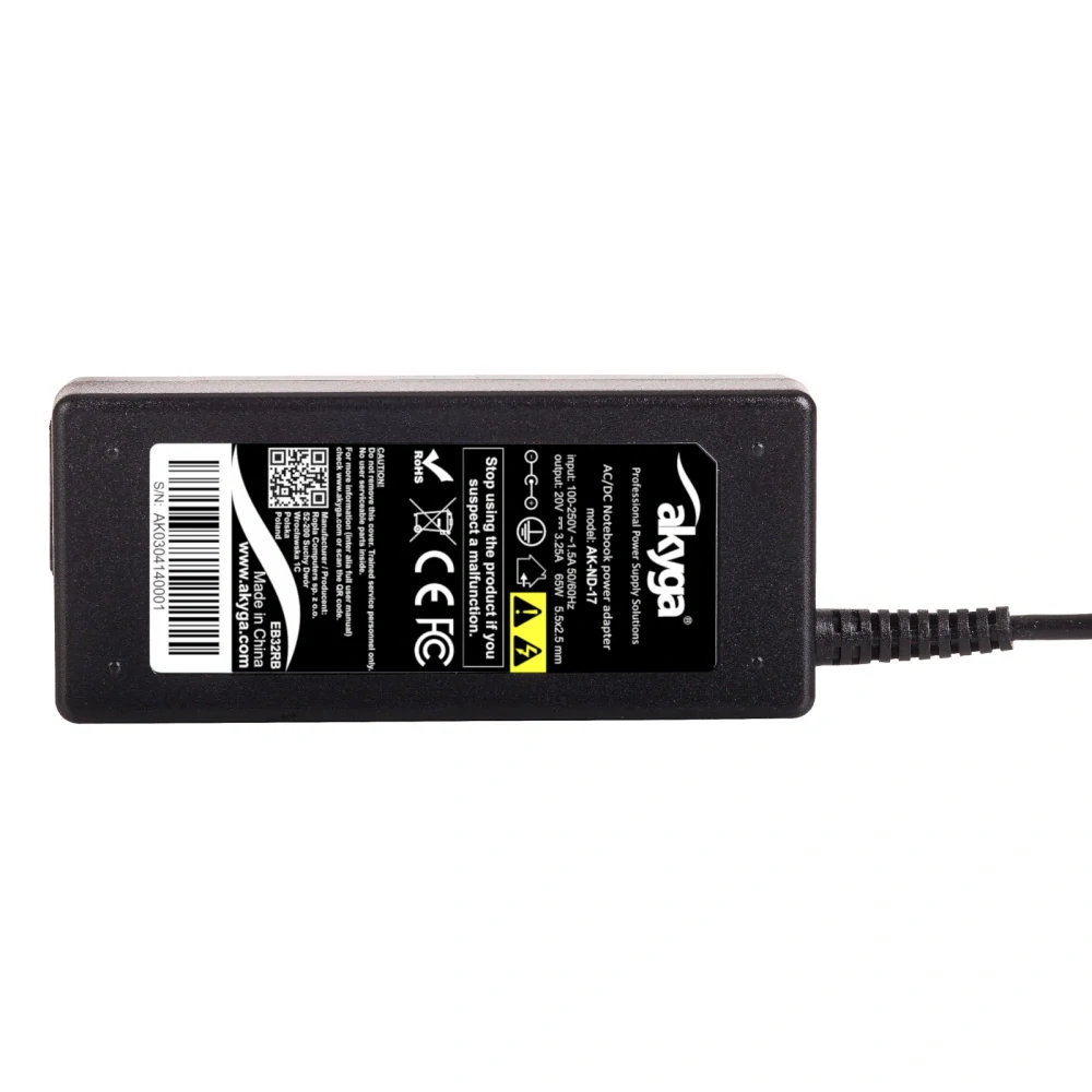 Napájecí zdroj Akyga AK-ND-17 20V/3.25A 65W 5.5x2.5mm konektor - neoriginální