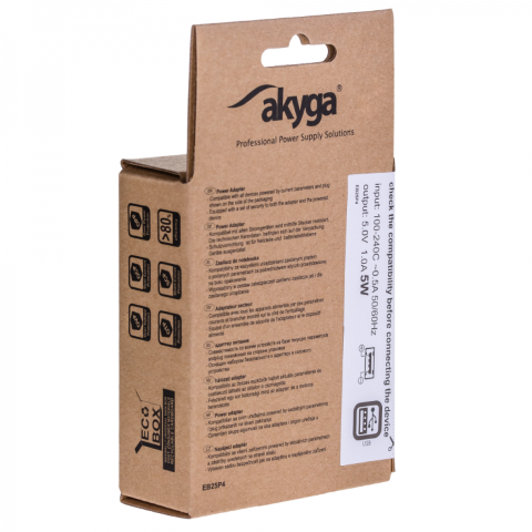 Nabíječka Akyga AK-CH-03BK - USB nabíječka do el. sítě  s výstupem 5V/1000mA