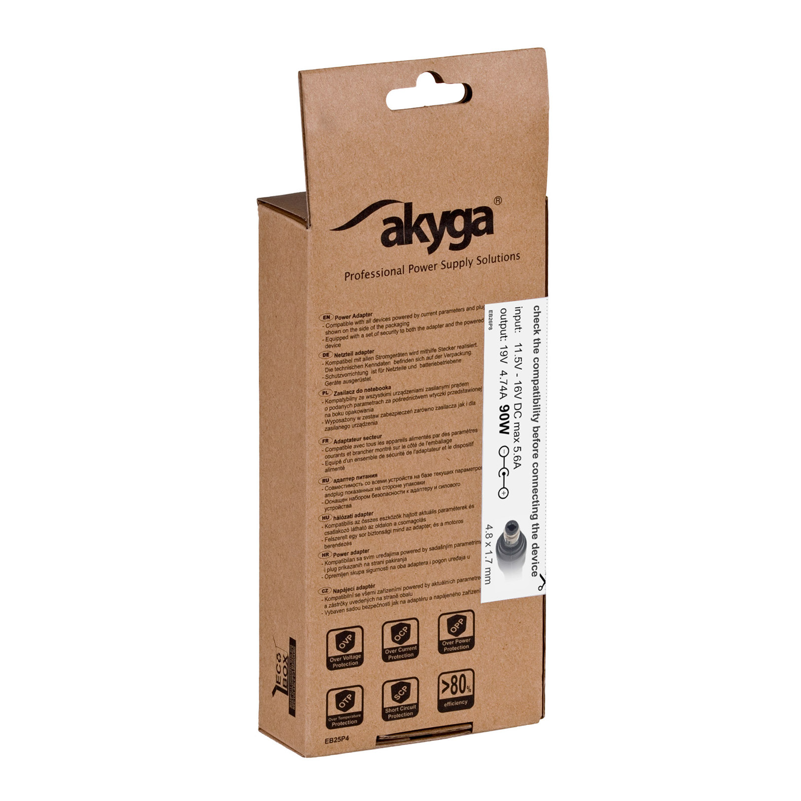 Napájecí zdroj do auta Akyga AK-ND-35 - 19V / 4.74A 90W 4.8 x 1.7 mm - neoriginální