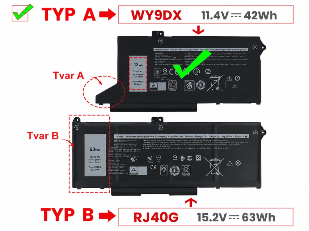Baterie Polion WY9DX pro notebooky DELL 451-BCSU Latitude 5420 5520 - Li-Pol 11,4V 2600mAh 30Wh